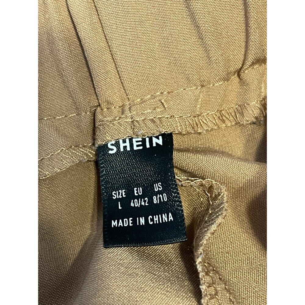 Shein Beige Paperbag Waist Jogger High Rise Pants Large Ruffle Hem Fall Winter - Picture 7 of 12